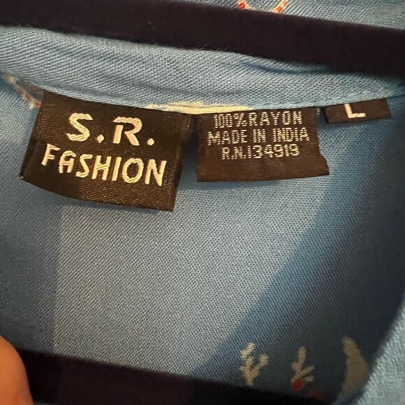 S.R. Fashion Vintage Blue Floral Midi Dress Sz Large - Picture 3 of 9